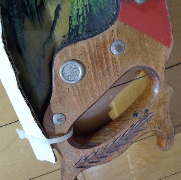 Vintage Hand Painted Hand Saw Folk Art Nature Scene Hand Signed by Charlie Flagg - Picture 2 of 8